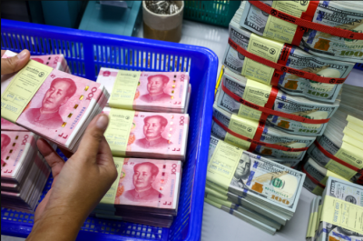 In cross-border transactions involving China yuan has overtaken the US dollar as the most common currency
