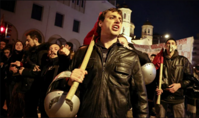 Demonstrations in a Greek city after a police shooting of a Roma boy