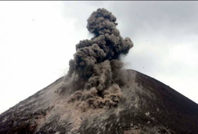 Anak Krakatoa volcano in Indonesia explodes and throws a massive ash column