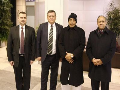 Union Home Minister Rajnath Singh arrived in Moscow for a three-day visit