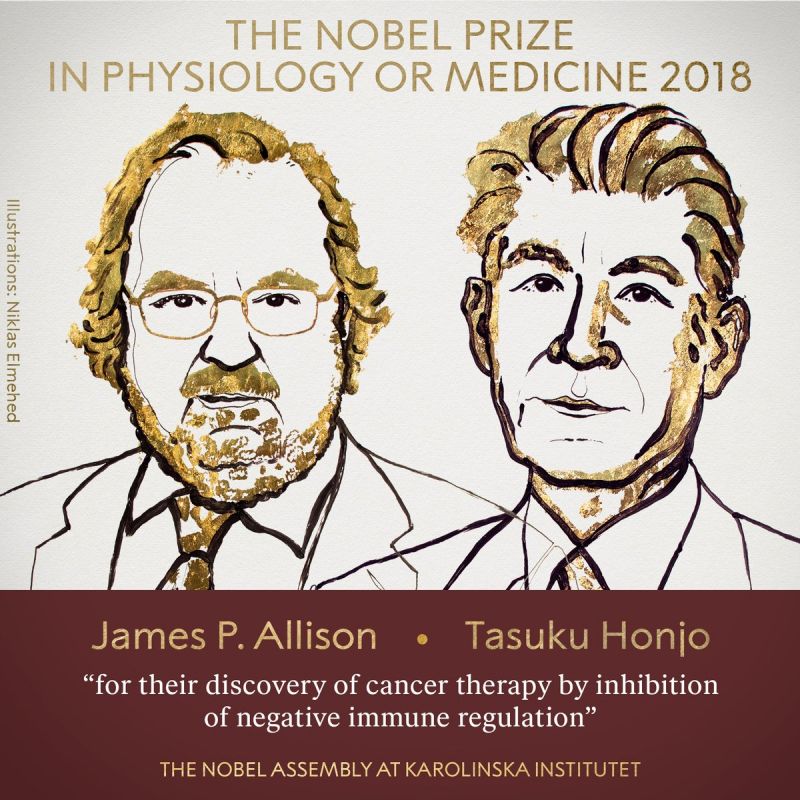 2018 Nobel prize for medicine  goes to cancer researchers -James P. Allison and Tasuku Honjo