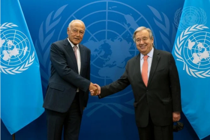 Leaders of the UN and Arab League discuss the situation  of Palestinian cause in New York