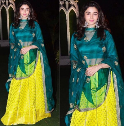 See pics! Alia Bhatt looking elegant in  neon yellow lehenga
