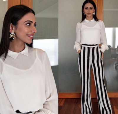 Rakul Preet Singh’s attire is proof that stripes will still be a huge fashion trend in 2018