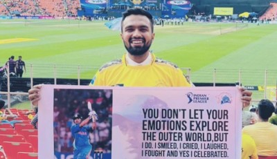 Travel vlogger Nevil Patel visits Narendra Modi Stadium to support his favourite CSK