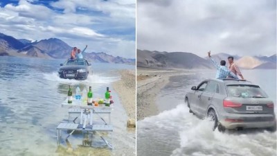 VIDEO! हरियाणा के टूरिस्ट्स ने लद्दाख की झील में मचाया उत्पात, देखकर भड़के लोग