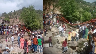 उधमपुर में गिरा फुटओवर ब्रिज, लोगों के बीच मच गया हड़कंप