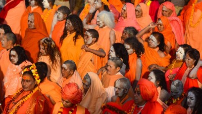 Devotees offer tridents ranging to Lord Shiva