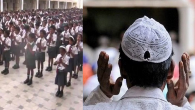 मुसलमानों ने बदलवाई स्कूल की प्रार्थना, हाथ जोड़ने पर लगवाई रोक