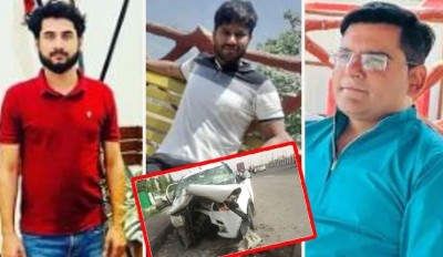 Speeding car collides with divider, tragic death of 3 friends on way to eat parathas.., 1 critical