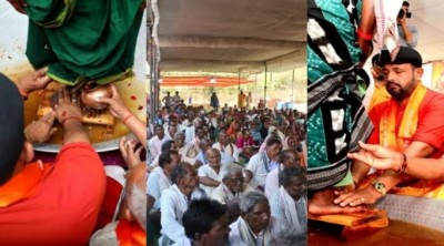 1250 Christians return to Sanatan Dharma, BJP leader cleans everyone's feet with Gangajal