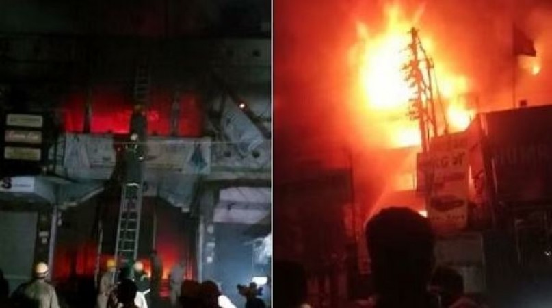 Fierce fire broke out in Kanpur's textile market, dozens of shops gutted