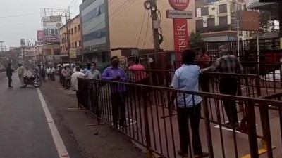 Long Queues Witnessed Outside Wine Shops Even Before Opening Of Shops