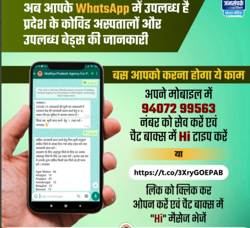 MP: WhatsApp service launched to check bed availability in hospitals