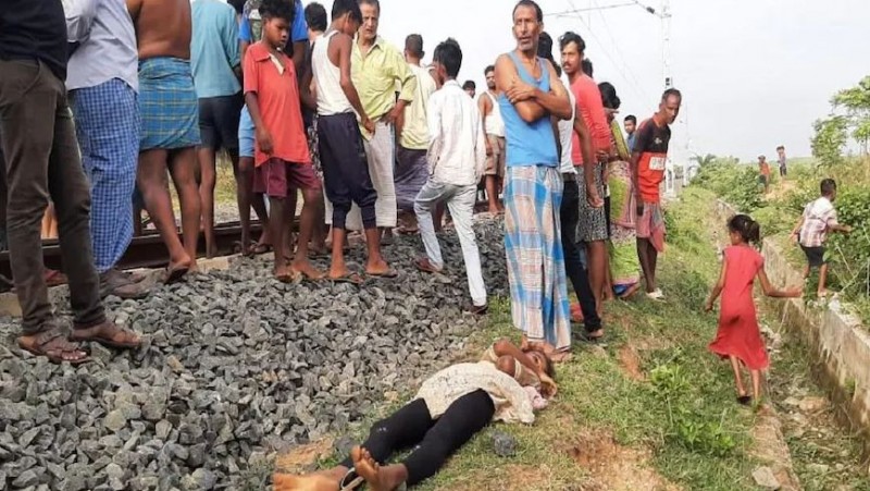 Three tribal children died after being hit by a train, mutilated bodies found on the track.