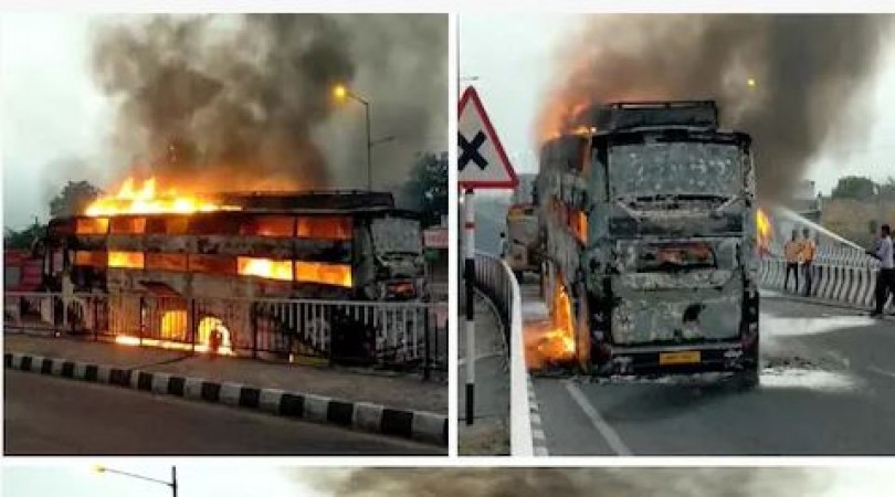 Bus with 170 passengers started burning on highway, explosions continued for 1 hour