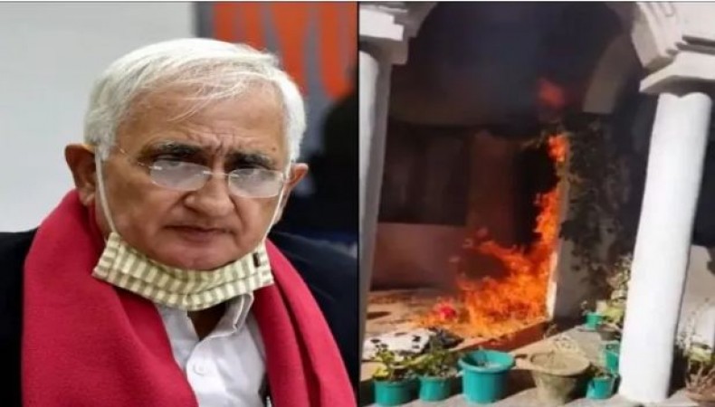 Arson-stone pelting at Congress leader Salman Khurshid's house, for calling Hindutva terrorist