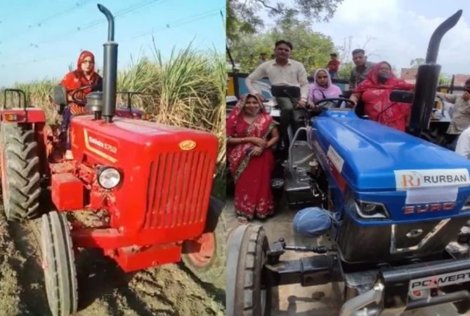 चूल्हे-चौके के साथ-साथ गांव की महिलाओं ने संभाला ट्रैक्टर का स्टेयरिंग