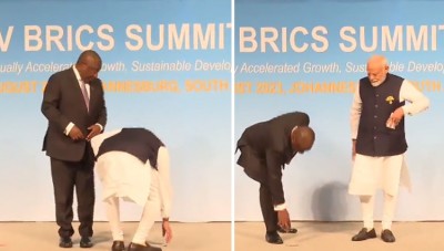 ब्रिक्स सम्मेलन में पीएम मोदी को जमीन पर पड़ा दिखा तिरंगा, फिर प्रधानमंत्री ने किया ये काम, Video