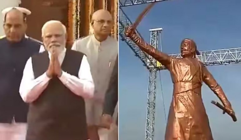 नौसेना दिवस पर पीएम मोदी ने किया छत्रपति शिवाजी की प्रतिमा का अनावरण, सिंधुदुर्ग किले से देखा इंडियन नेवी का शौर्य