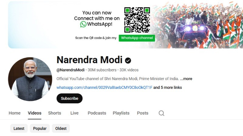 3 करोड़ सब्सक्राइबर्स के साथ यूट्यूब पर छाए प्रधानमंत्री नरेंद्र मोदी