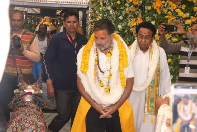 Congress leader Rahul Gandhi visits Mahakal temple to seek blessings