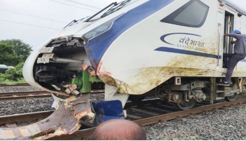 Vande Bharat Express derails in Gujarat, front portion of trains engine damaged