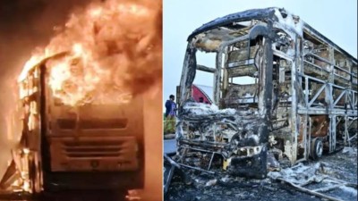 आंध्र प्रदेश में चलती बस में लगी आग, जिंदा जले 20 यात्री