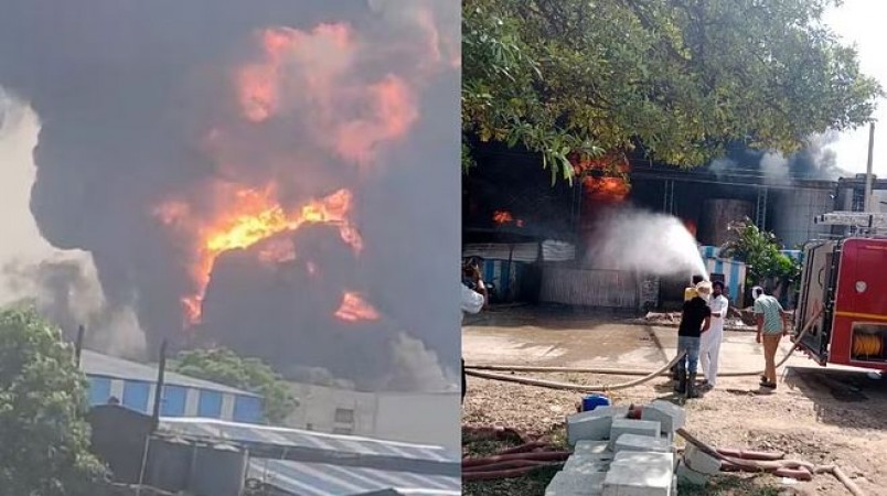 केमिकल फेक्टरी में लगी भयंकर आग, कई कर्मी झुलसे, 2 धमाकों ने मचाया कोहराम