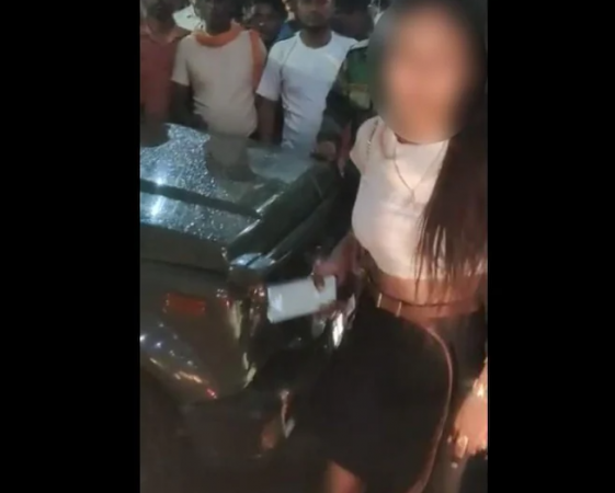 Drunk girl created ruckus in the middle of the road, broke army's gypsy