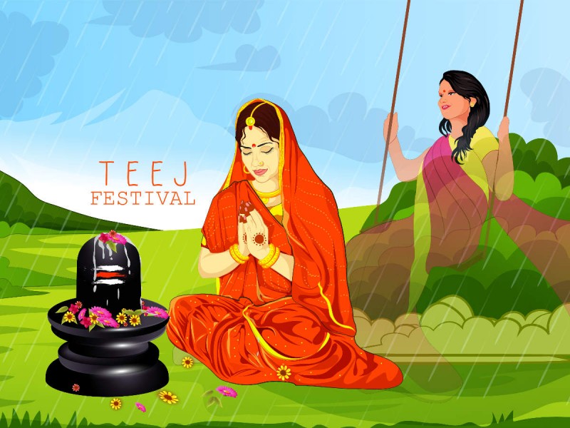 Happy hariyali teej festival card 7303768 Vector Art at Vecteezy