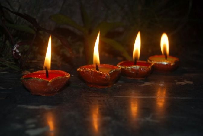 lighting diya at night