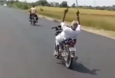 Viral Video: Grandfather's Daring Bike Stunts Turn Him into a 'Stormy Youth
