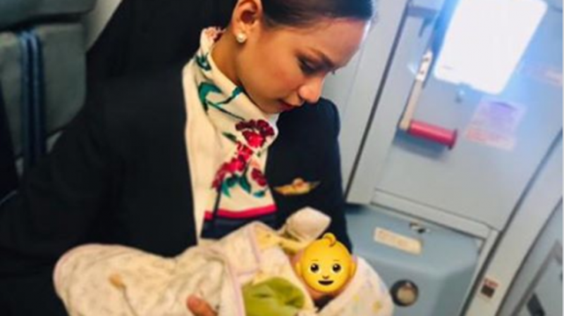 Air hostess breastfeeds hungry infant on board flight as mother runs out of formula milk, wins million hearts