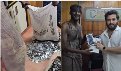 TRENDING! Man Disguised as Beggar Buys iPhone 15 Using a Sack of Coins