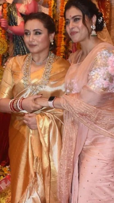 दुर्गा पूजा में काजोल-रानी मुखर्जी ने जया बच्चन संग मचाई धूम