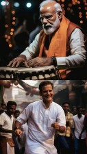 PM मोदी तबला बजाते आए नजर तो नाचते दिखे राहुल गांधी, नवरात्रि में इंटरनेट पर छाई ये अनोखी तस्वीरें