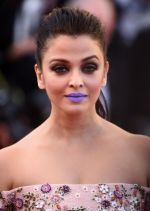 Aish with purple lips at the 69th Cannes International Film Festival