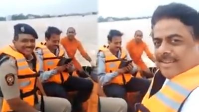 Maharashtra: Laughing video of minister visiting flood-hit area goes viral