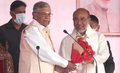 Biren Singh becomes Cm of Manipur for the second time in a row, Governor L Ganesan administered the oath