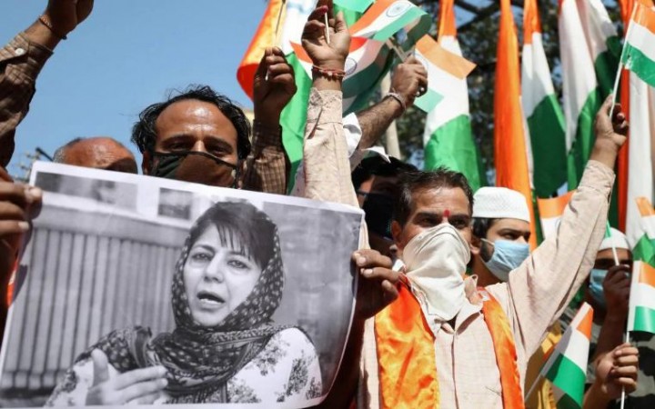 Uproar over Mehbooba's statement, BJP workers detained for unfurling tricolour at Lal Chowk