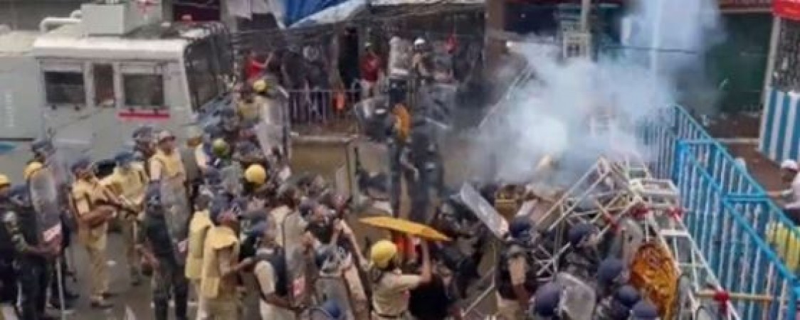 Violent clashes in BJP's Nabanna Chalo march, Suvendu Adhikari arrested