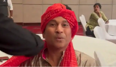 VIDEO: Sachin arrives at whose wedding wearing a turban?
