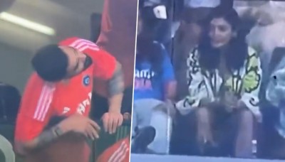 Virat Kohli Hangs on in the Stands to Locate Wife Anushka; Funny Video Goes Viral