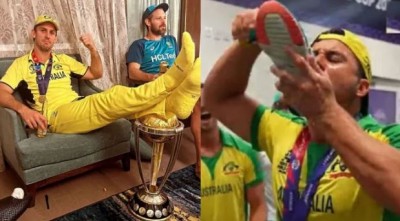 'पहले जूते में भर के पी शराब, अब वर्ल्ड कप की ट्रॉफी पर रखी लात', ऑस्ट्रेलियाई खिलाड़ियों के जश्न की तस्वीरें देख भड़के फैंस