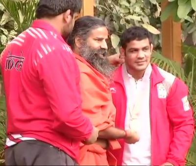 CWG 2018: Yoga Guru Ramdev heaps praise Sushil Kumar, see pics