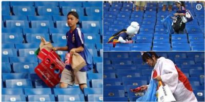 FIFA WC 2018: Japanese fans win heart from their clean up move