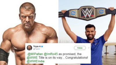 रोहित शर्मा पर WWE रेसलर ट्रिपल-एच का दिल हारा...भेजा चैंपियनशिप बेल्ट