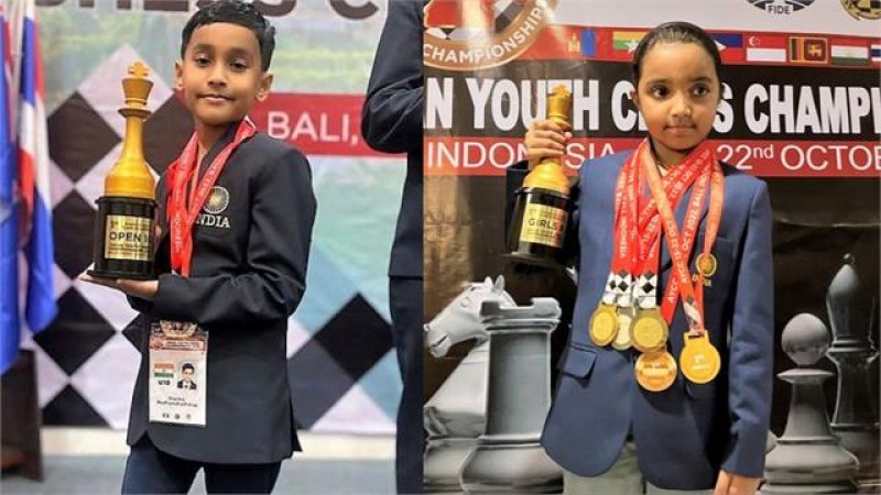 एशियन यूथ शतरंज में 10 वर्षीय माधवेन्द्र और 8 वर्षीय चारवी ने अपने नाम किया गोल्ड