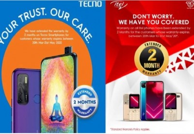 Tecno and itel are giving two months warranty